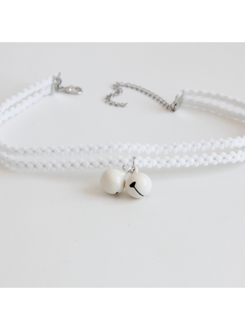 White Bells Double-Layer Retro Simple And Stylish Personality Female Elastic Collar