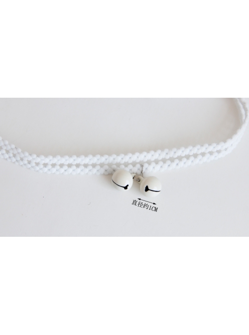 White Bells Double-Layer Retro Simple And Stylish Personality Female Elastic Collar