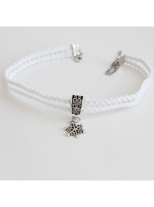 Retro Snowflake Personality Girl Loli Cute Fashion White Elastic Collar