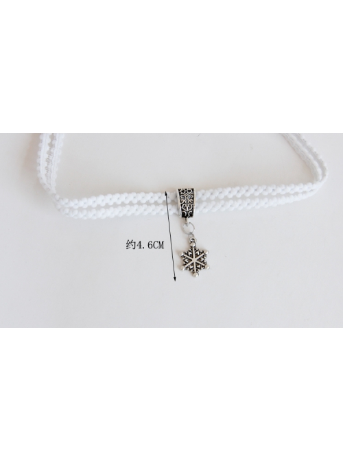 Retro Snowflake Personality Girl Loli Cute Fashion White Elastic Collar