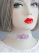 Lolita Girl Cute Fashion Personality Purple Flower White Lace Elastic Collar