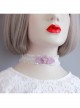Lolita Girl Cute Fashion Personality Purple Flower White Lace Elastic Collar