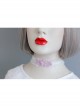 Lolita Girl Cute Fashion Personality Purple Flower White Lace Elastic Collar