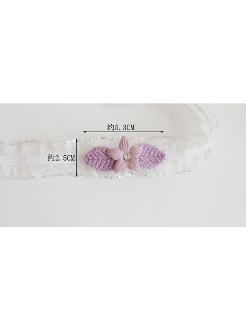 Lolita Girl Cute Fashion Personality Purple Flower White Lace Elastic Collar