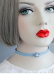 Fashion Pearl Blue Flowers Denim Cord Leisure Simple All-Match Female Collar