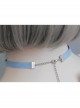Fashion Pearl Blue Flowers Denim Cord Leisure Simple All-Match Female Collar