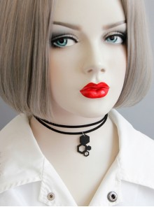 Retro Personality Geometric Fashion Black Rope Female Double Short Necklace