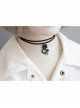 Retro Personality Geometric Fashion Black Rope Female Double Short Necklace