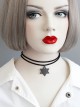 Simple Fashion Double-Layer Black Retro Velvet Rope Six-Pointed Star Pendant Punk Female Short Necklace