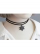 Simple Fashion Double-Layer Black Retro Velvet Rope Six-Pointed Star Pendant Punk Female Short Necklace