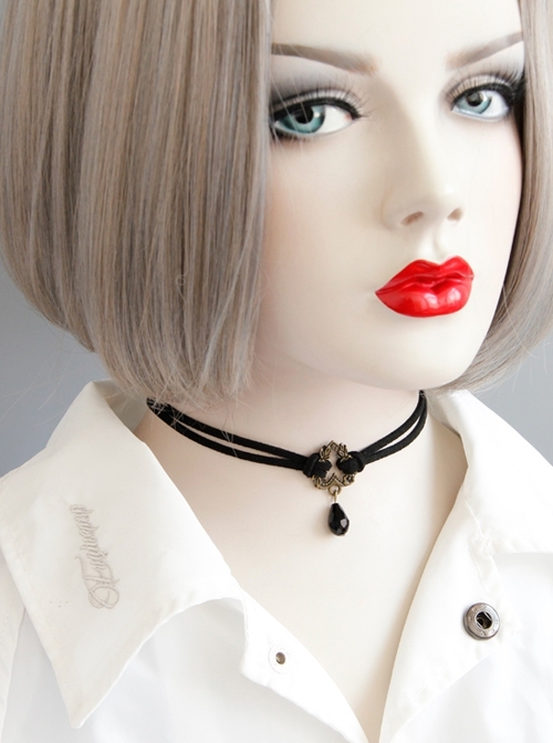 Handmade Retro Fashion Gothic Love Black Drop Diamond Female Choker