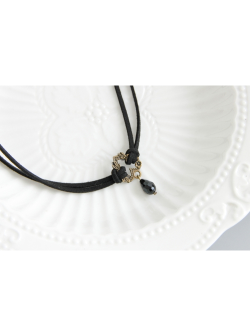 Handmade Retro Fashion Gothic Love Black Drop Diamond Female Choker
