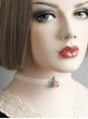 Fashion Retro Casual Cute White Velvet Rope Pink Flowers Fine Female Short Necklace