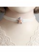 Fashion Retro Casual Cute White Velvet Rope Pink Flowers Fine Female Short Necklace
