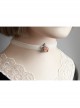 Fashion Retro Casual Cute White Velvet Rope Pink Flowers Fine Female Short Necklace
