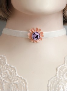 Fashion Fashion Simple Elegant Purple Flowers White Velvet Rope Female Short Collar