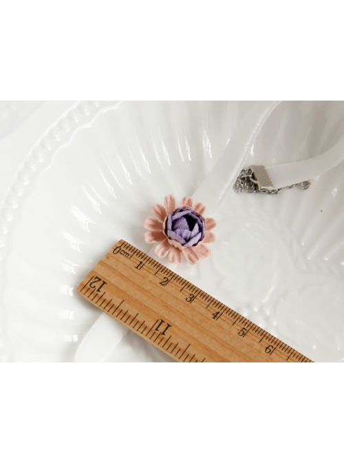 Fashion Fashion Simple Elegant Purple Flowers White Velvet Rope Female Short Collar