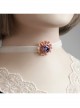 Fashion Fashion Simple Elegant Purple Flowers White Velvet Rope Female Short Collar