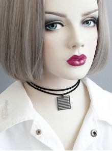All-Match Retro Double-Layer Fashion Personality Stripes Geometric Black Female Collar