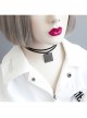 All-Match Retro Double-Layer Fashion Personality Stripes Geometric Black Female Collar