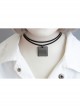 All-Match Retro Double-Layer Fashion Personality Stripes Geometric Black Female Collar