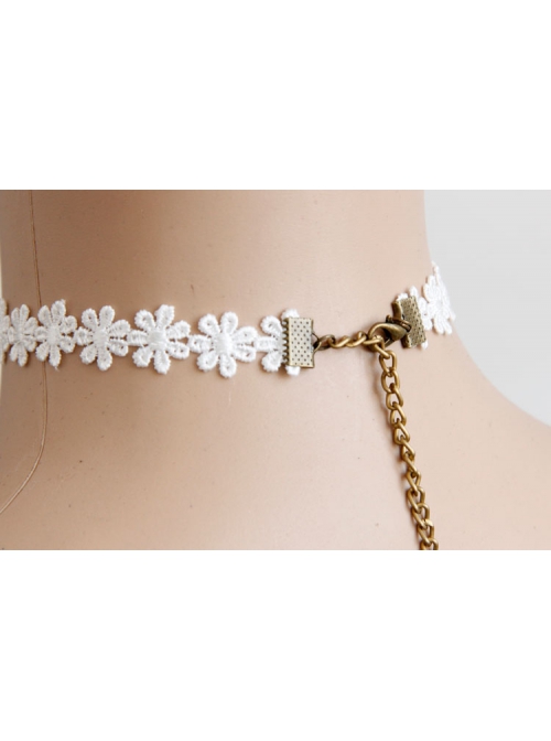 Fashion Elegant Bride Simple Lace White Rose Flower Female Short Necklace