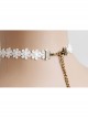 Fashion Elegant Bride Simple Lace White Rose Flower Female Short Necklace