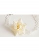 Fashion Elegant Bride Simple Lace White Rose Flower Female Short Necklace