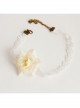Fashion Elegant Bride Simple Lace White Rose Flower Female Short Necklace