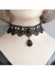 Retro Gothic Fashion Personality Black Lace Flower Drop Diamond Female Collar