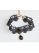 Retro Gothic Fashion Personality Black Lace Flower Drop Diamond Female Collar
