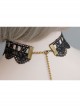 Retro Gothic Fashion Personality Black Lace Flower Drop Diamond Female Collar