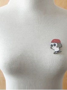 Cute Fashion Personality Cartoon Red Hat Sunglasses Short Hair Girl Female Brooch