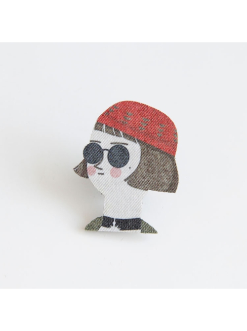 Cute Fashion Personality Cartoon Red Hat Sunglasses Short Hair Girl Female Brooch