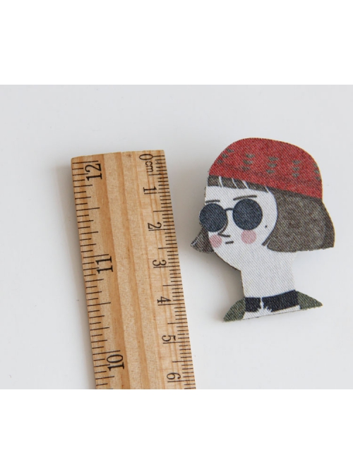 Cute Fashion Personality Cartoon Red Hat Sunglasses Short Hair Girl Female Brooch