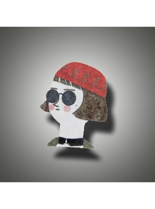 Cute Fashion Personality Cartoon Red Hat Sunglasses Short Hair Girl Female Brooch