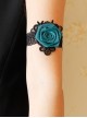 Personality Creative Gothic Retro Blue Rose Flower Elastic Black Lace Female Armband