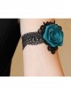 Personality Creative Gothic Retro Blue Rose Flower Elastic Black Lace Female Armband