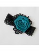 Personality Creative Gothic Retro Blue Rose Flower Elastic Black Lace Female Armband