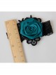 Personality Creative Gothic Retro Blue Rose Flower Elastic Black Lace Female Armband