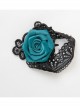 Personality Creative Gothic Retro Blue Rose Flower Elastic Black Lace Female Armband