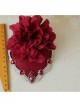 Bride Fashion Retro Personality Red Flower Gemstone Gold Lace Top Hat Hairpin