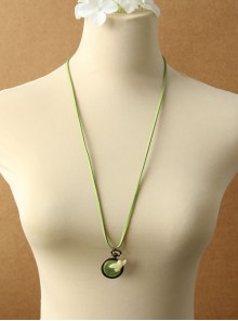 Little Bird Green Velvet Rope Retro Round Pendant Simple Fashion Female Long Necklace