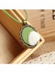 Retro Fashion All-Match Personality Green Pendant White Shell Velvet Rope Female Long Necklace