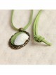 Retro Fashion All-Match Personality Green Pendant White Shell Velvet Rope Female Long Necklace
