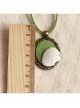 Retro Fashion All-Match Personality Green Pendant White Shell Velvet Rope Female Long Necklace
