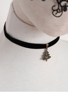 Simple Retro Christmas Tree Fashion Black Velvet Ribbon Female Short Necklace