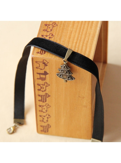 Simple Retro Christmas Tree Fashion Black Velvet Ribbon Female Short Necklace