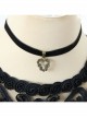 Retro Fashion Personality Love Garland Pendant Black Velvet Rope Female Short Necklace