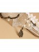 Exaggerated Baroque Retro Personality Love Wings Peacock White Lace Pearl Fashion Female Short Necklace